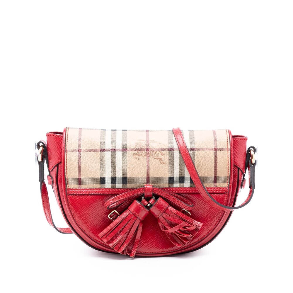 Pre-Loved Burberry Patent and Haymarket Check Coated Canvas Maydown Crossbody